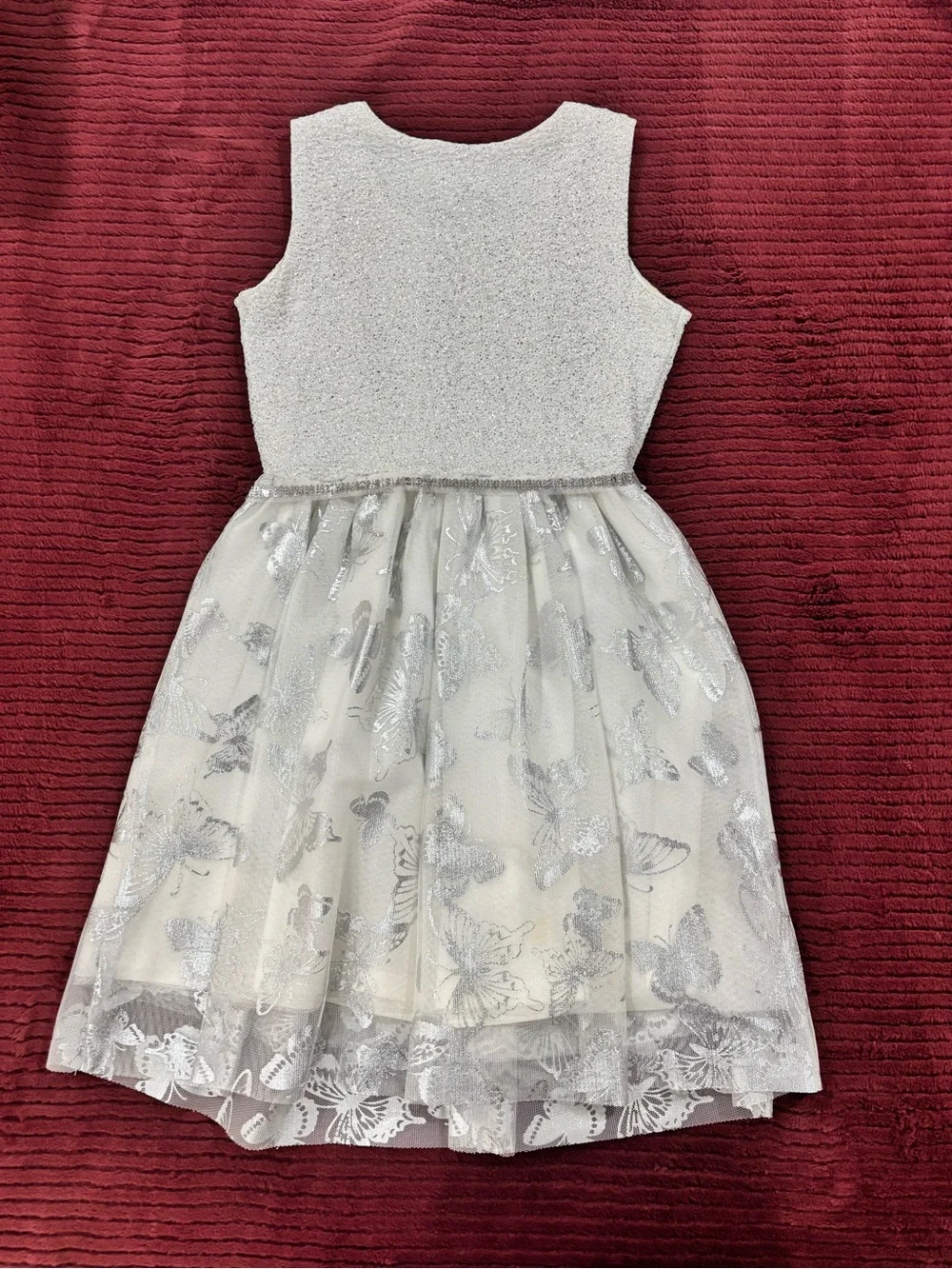The Children's Place Silver Glitter Butterfly Party Dress